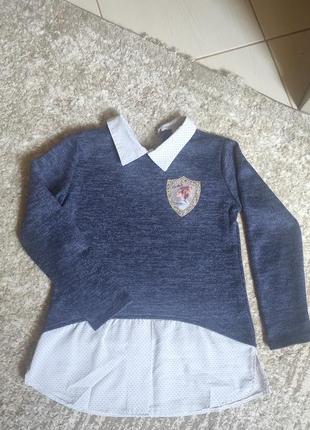 Джемпер с имитацией рубашки