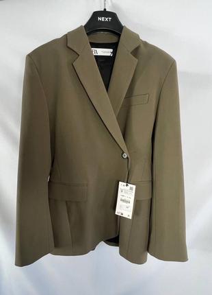 Жакет (пиджак) на запах zara хаки в размере s артикул 2498/7074 фото