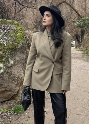 Жакет (пиджак) на запах zara хаки в размере s артикул 2498/7072 фото