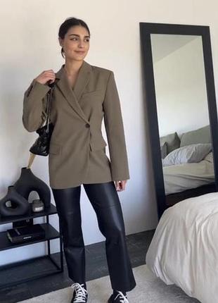 Жакет (пиджак) на запах zara хаки в размере s артикул 2498/70710 фото