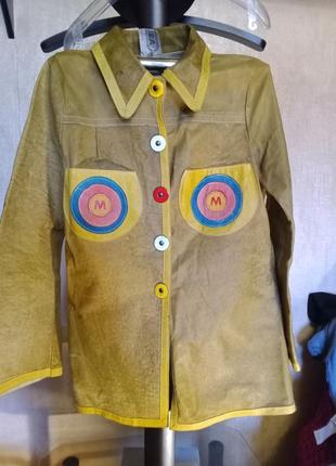 Miura multicolor leather shirt. vintage 60/70. рубашка шкіра.
