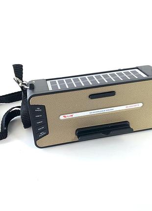 Радиоприемник fm golon rx-s2618bts с солнечной панелью на аккумуляторе с bluetooth с фонариком разъем флешки gold