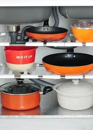 Регулируемая кухонная полка для хранения kitchen rack 38-70 см  515817vi