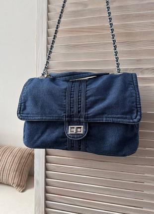Сумка вінтажна темно синього кольору джинсова