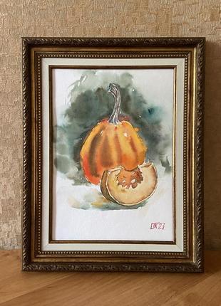 Картина аквареллю «чарівний гарбузик»