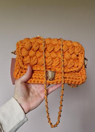 В'язана помаранчева сумка через плече клатч my accessories london3 фото