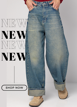 Джинси wide leg з потертостями