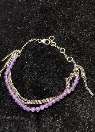 Браслет серебро  925 аметист натуральный камень