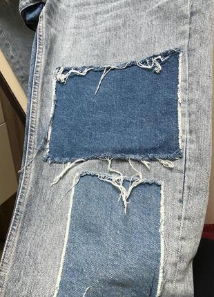 Джинси bdg з високою талією в стилі печворк рвані джинси з латками джинси з високою посадкою5 фото