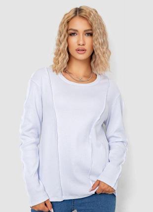 Лонгслив женский в рубчик, цвет белый, 102r325-1