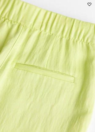 Брюки h&m flared viscose, лаймовый размер s 3