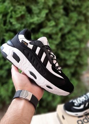 Adidas oznova черные с белым кроссовки мужские адидас весенние осенние демисезонные топ качество высокие замшевые замш