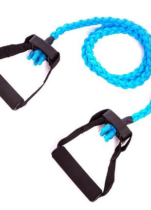 Эспандер трубчатый с ручками плетеный 180см синий