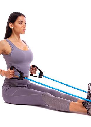 Эспандер трубчатый с ручками плетеный 180см синий