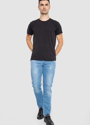 Джинсы мужские с потертостями, цвет голубой, 247r736