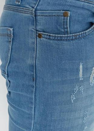 Джинсы мужские с потертостями, цвет голубой, 247r736