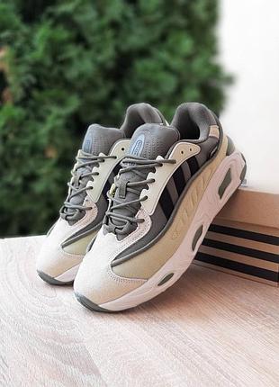 Чоловічі якісні та стильні кросівки для хлопчиків adidas oznova бежеві з зеленим