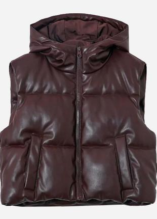 Теплый жилет из кожи короткий женский tally weijl sjapunesles-jaw