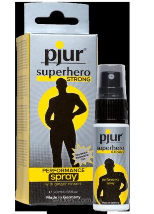 Пролонгирующий спрей pjur superhero strong spray 20 ml, с экстрактом имбиря, впитывается в кожу feromon
