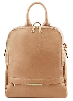 Женский рюкзак кожаный мягкий (италия) tuscany tl141376 (champagne)