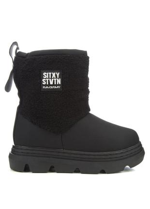Дитячі черевики 66691 чорні штучне хутро штучна шкіра