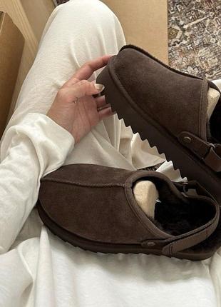 Замшеві коричневі угги уги мюлі клоги на овчині ugg tasman slippers platform коричневые угги клоги на овчине огни с открытой пятой