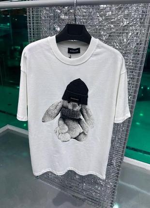 Белая футболка мужская с принтом в стиле balenciaga