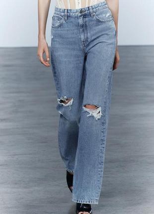 Джинси wide-leg zara