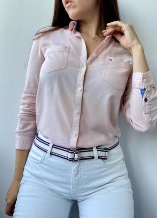 Базовая розовая рубашка от Tommy hilfiger р.s/xs