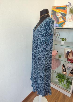 Стильна сукня віскоза, трапеція леопард, батальна імітація запаху3 фото