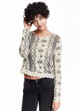 Кофта блуза чорно-біла у візерунок h&m