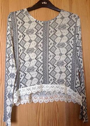 Кофта блуза черно-белая в узор h&m