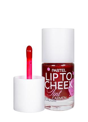 Жидкий тинт для губ и щек pastel lip to chic tint, 01 carmen вишнево-красный