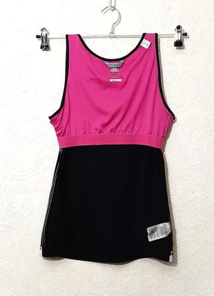Adidas майка спортивна чорна/рожева стрейч-трикотаж три білі смуги жіноча 42-44-468 фото