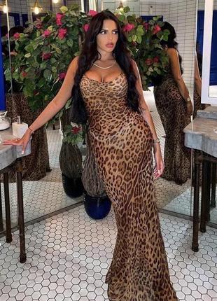 Платье сетка,леопардовое,макси,длинное,вечернее платьице пляжное3 фото