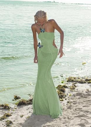 Сукня сітка довга з метеликами, прозора на фотосесію, пляж, пляжна