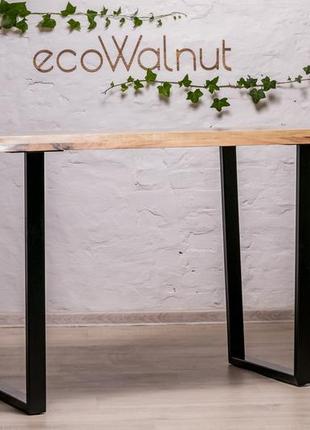 Письменный дизайнерский деревянный стол с живыми краями из ореха в стиле лофт с...