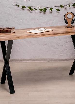 Письменный дизайнерский деревянный стол с живыми краями из ореха в стиле лофт с...