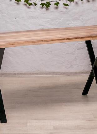 Письменный дизайнерский деревянный стол с живыми краями из ореха в стиле лофт с...