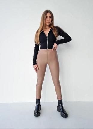 Лосини з еко шкіри на флісі нові