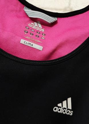 Adidas майка спортивна чорна/рожева стрейч-трикотаж три білі смуги жіноча 42-44-464 фото