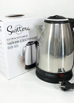 Электрочайник suntera ekb-301 1500 вт, хороший электрический чайник, электронный чайник, чайник дисковый