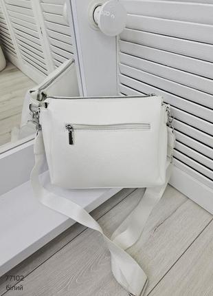 Жіноча стильна та якісна сумка з еко шкіри біла7 фото