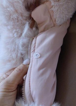 Куртка парка розовая с эко мехом на девочку