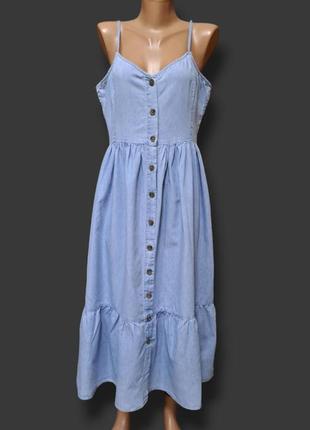 Блакитна сукня сарафан на бретельках