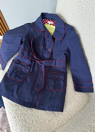 Красивый синий плащ тренч для девочки 5-6 лет