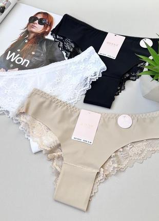 Безшовні трусики бразиліани із ніжним мереживом позаду 🥰