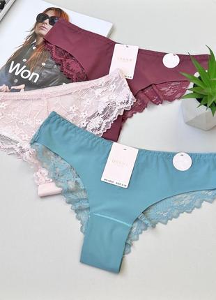 Безшовні трусики бразиліани із ніжним мереживом позаду 🥰