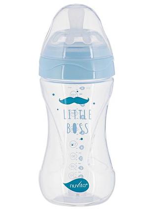 Детская бутылочка для кормления nuvita mimic collection 250 мл от 3-х месяцев синий (nv6031azzuro)