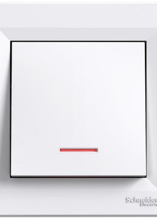 Вимикач кнопка з підсвіткою 1-клавішний білий asfora schneider